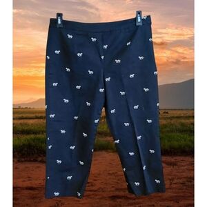 Coldwater Creek Embroidered Zebra Crop Pants Black Size 12P